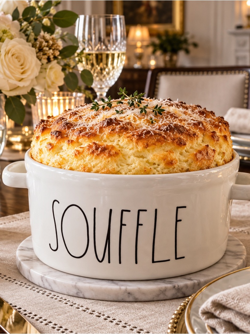 Rae Dunn White Soufflé Ceramic Baking Dish